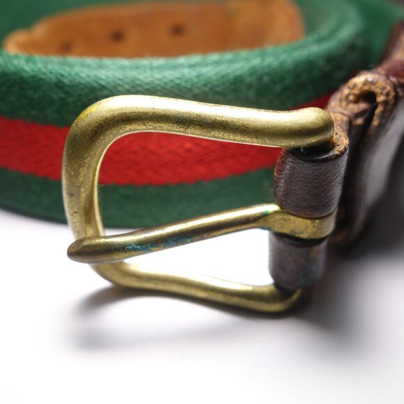 Vintage Coach Wool & Leather Stripe Belt, Size 38/95 - Picture 3 of 16